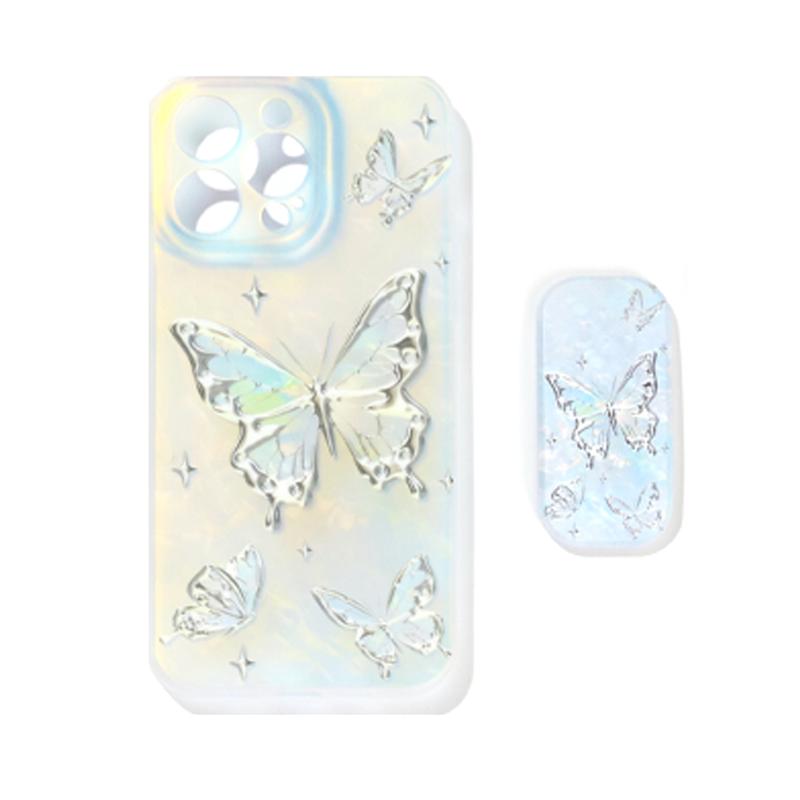 Luxury butterfly phone case for iPhone 14promax phone case square Phone Case, 3 Piece TPU Shockproof Phone Protective Cover, Spring Cellphone Accessories for iPhone Series 1112 13 14 15 Pro Max 15 Plus